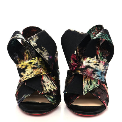 Christian Louboutin Metallic Brocade Bow Samouraissa 100 Mule Sandals 36.5 Black Multicolor 2 of 9