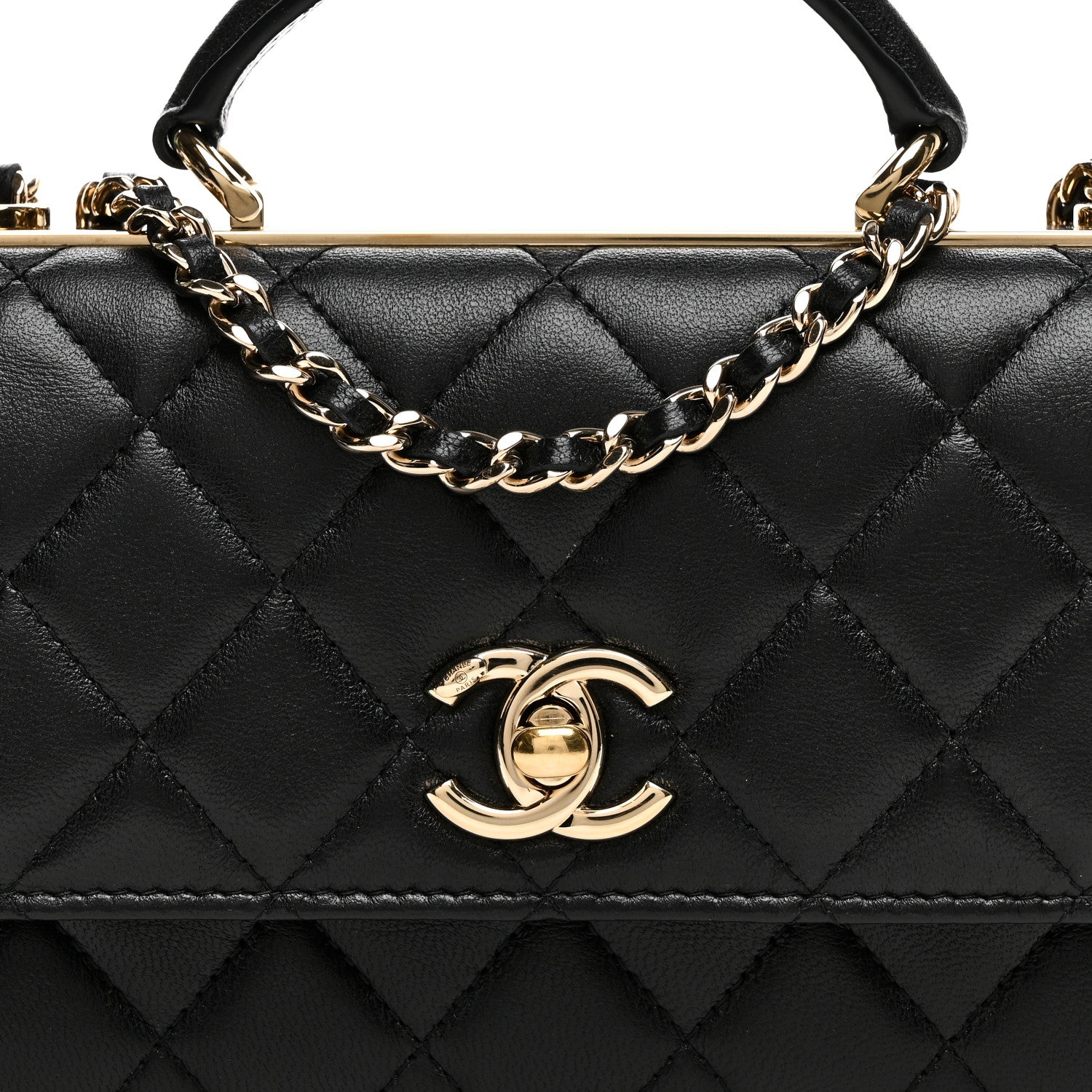 Chanel Lambskin Quilted Trendy CC Dual Handle Clutch With Chain Black 5 of 13
