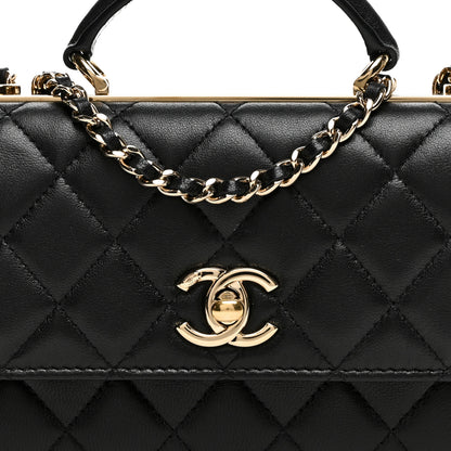 Chanel Lambskin Quilted Trendy CC Dual Handle Clutch With Chain Black 5 of 13