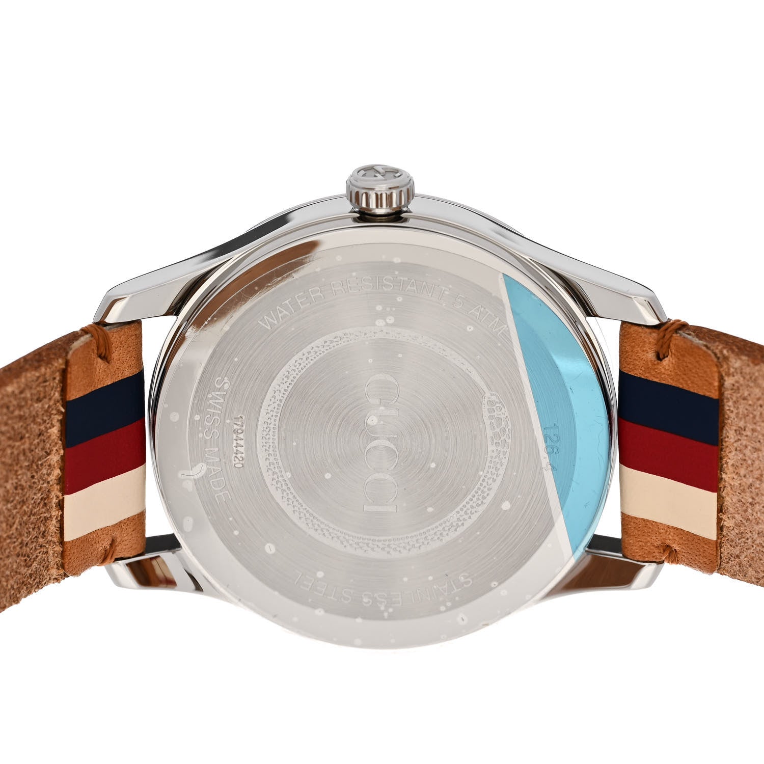 Gucci Stainless Steel Calfskin 38mm G-Timeless Stripe Web Quartz Watch Brown 4 of 5