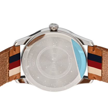 Gucci Stainless Steel Calfskin 38mm G-Timeless Stripe Web Quartz Watch Brown 4 of 5