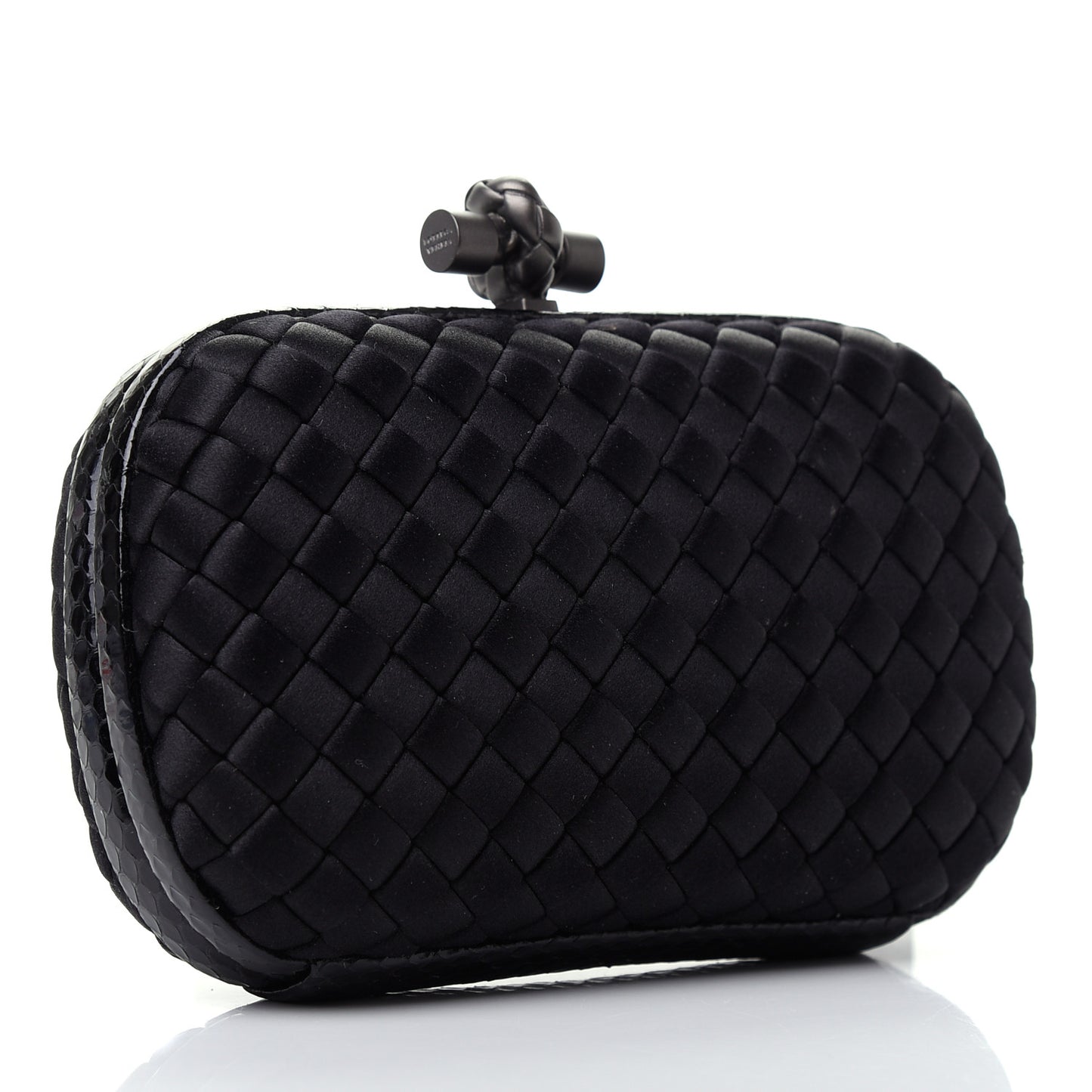 Satin Intreccio Impero Ayers Knot Clutch Black