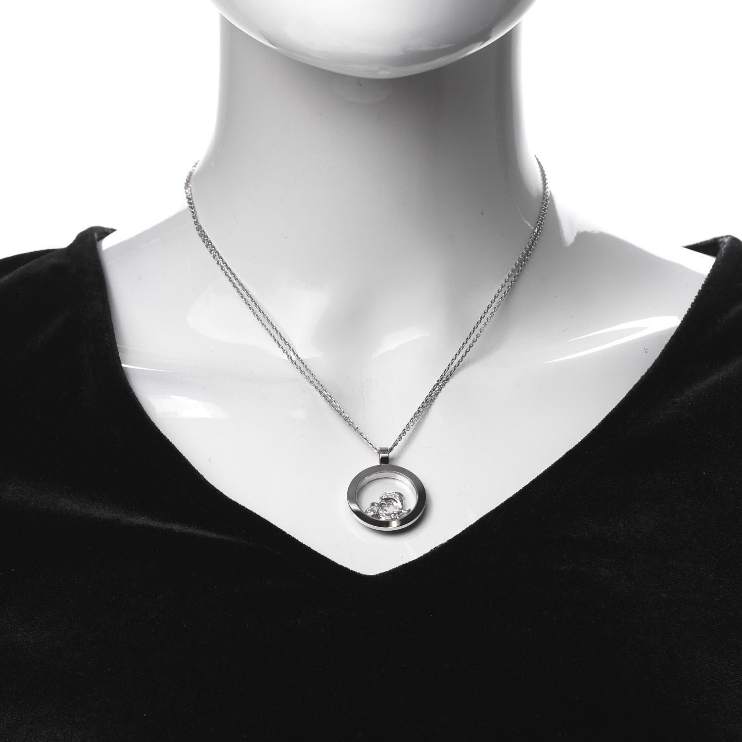 Chopard 18K White Gold Diamond Happy Diamonds Dolphin Pendant Necklace 2 of 7