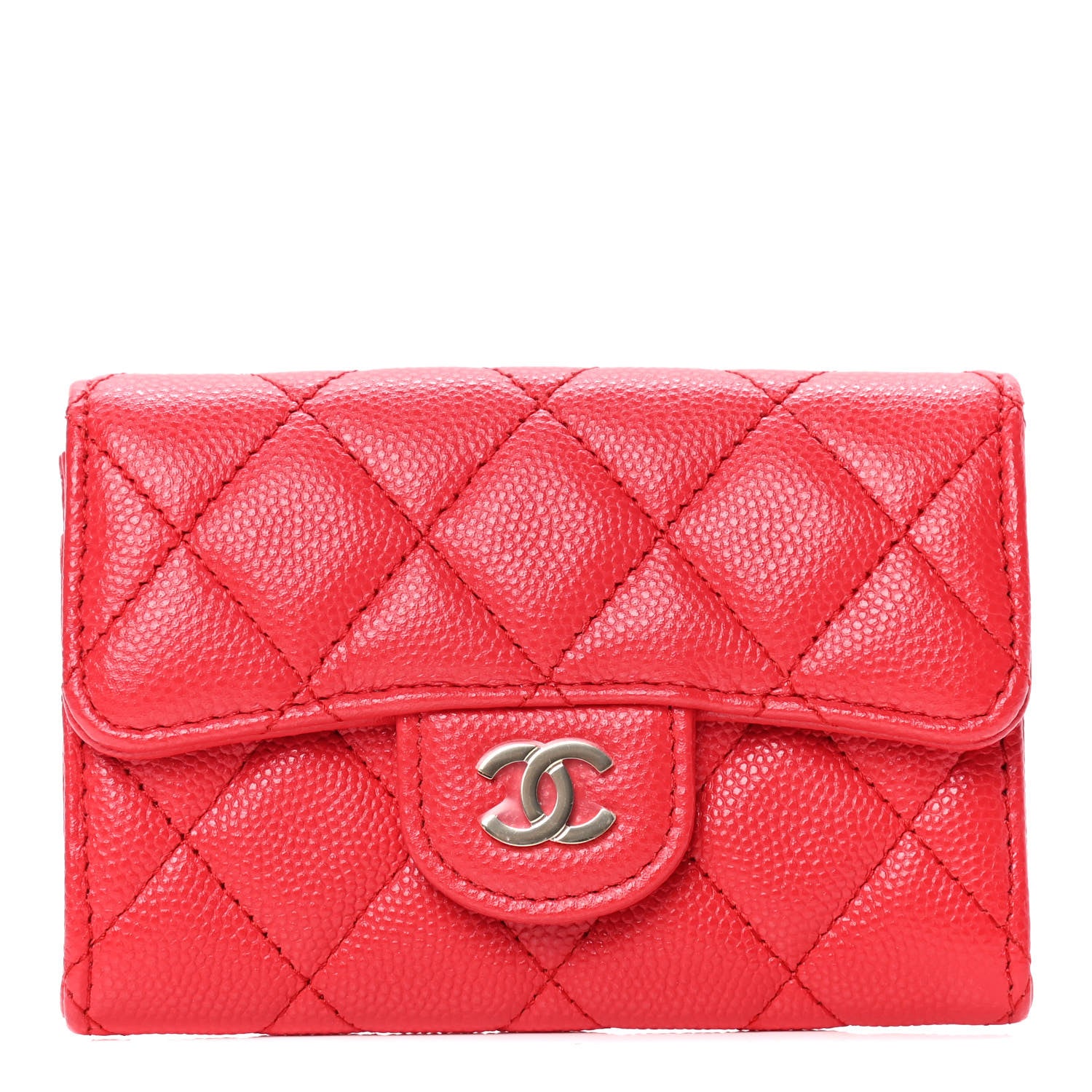 Chanel Caviar Quilted Flap Card Holder Wallet Red 1 of 4