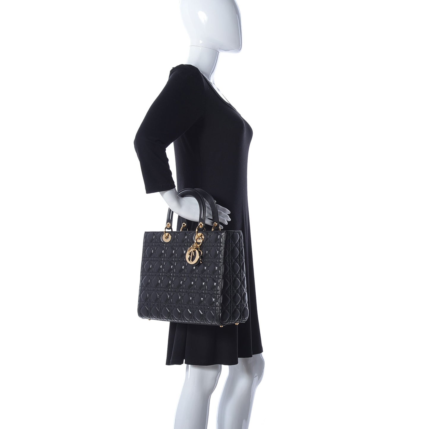 Lambskin Cannage Large Lady Dior Black