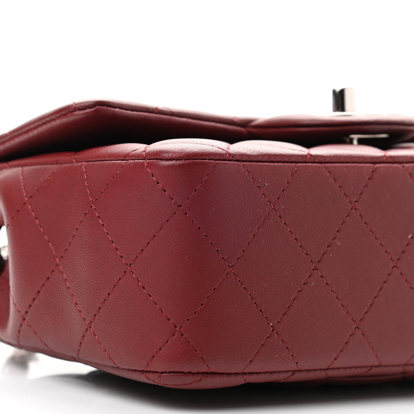 Lambskin Quilted Mini Rectangular Flap Burgundy