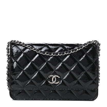 Chanel Patent Quilted Brilliant Wallet On Chain WOC Black 1 of 16