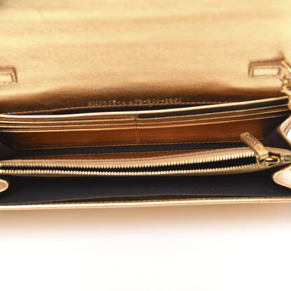 Fendi Vitello Catalan Mirror FF 1974 Embossed Continental Wallet on Chain Gold 5 of 9