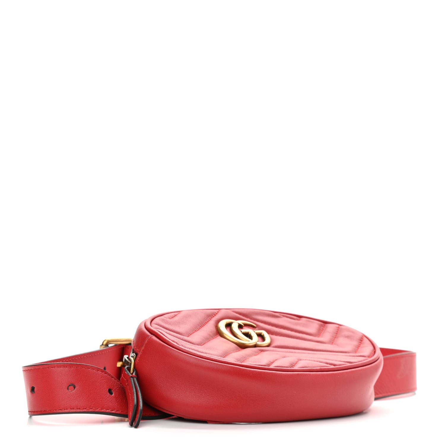 Gucci Calfskin Matelasse GG Marmont Belt Bag 75 30 Hibiscus Red 4 of 13