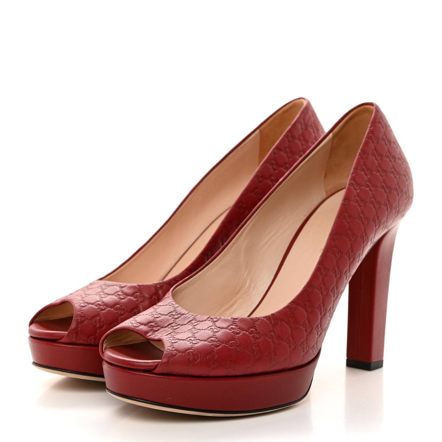 Soft Guccissima GG Peep Toe Heels 41 Red