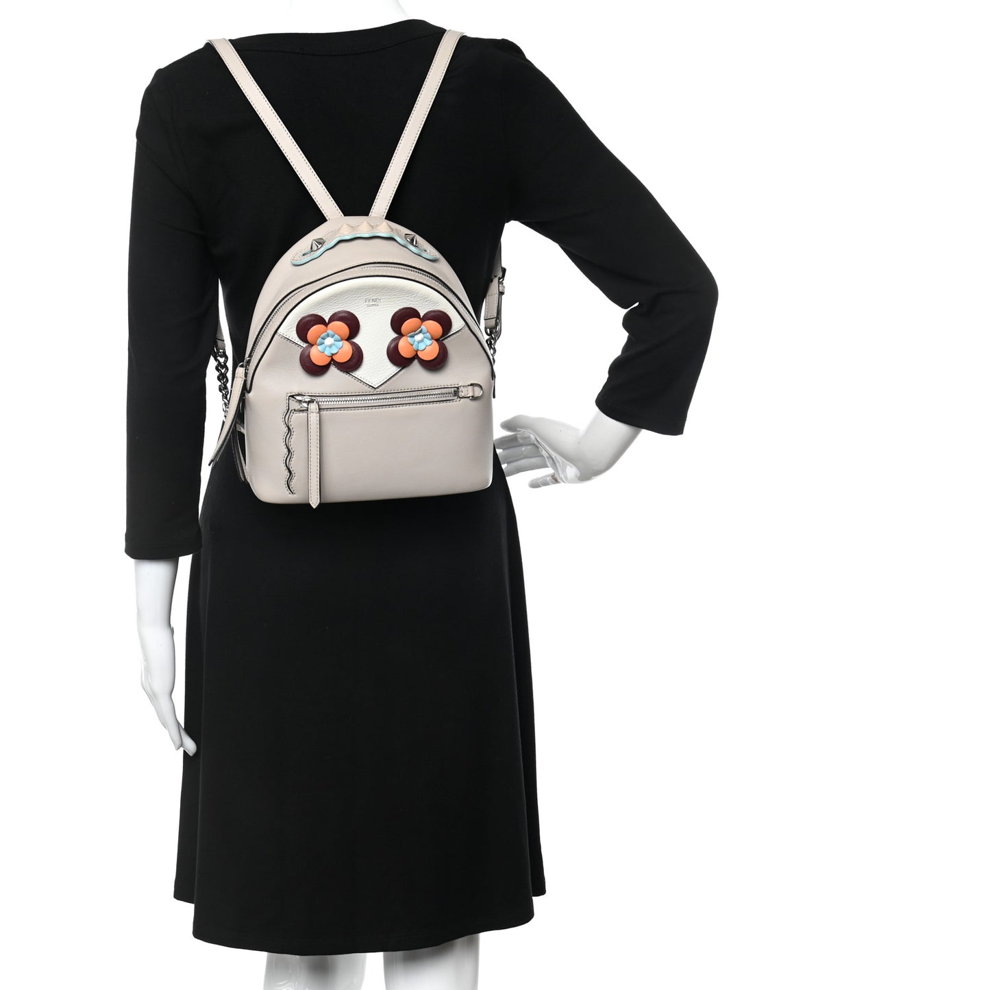 Vitello Dolce Floral Eyes Mini Backpack Grigio Polvere Multicolor