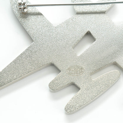 Chanel Metal Resin Mirror CC Airplane Brooch Black Silver 4 of 6