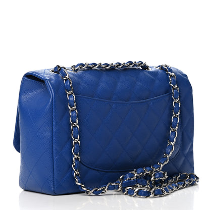 Chanel Caviar Quilted Jumbo Single Flap Blue 2 of 11