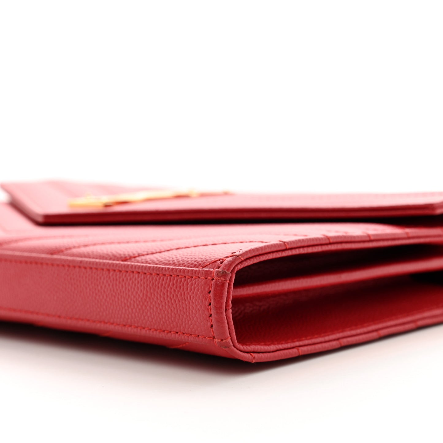 Grain De Poudre Matelasse Chevron Cassandre Chain Wallet New Red