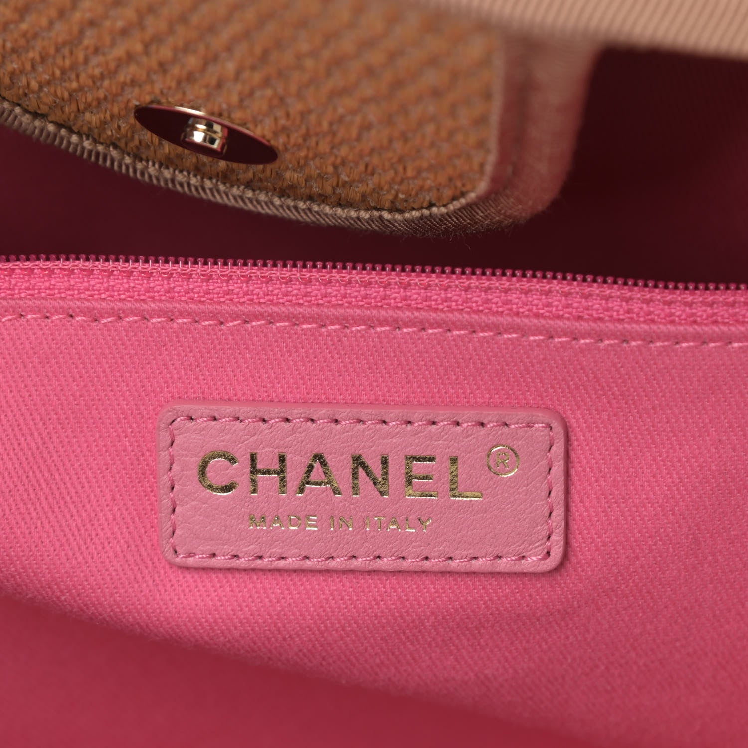 Chanel Straw Raffia Calfskin Striped Medium Deauville Tote Dark Beige Fuchsia Navy Blue 6 of 12
