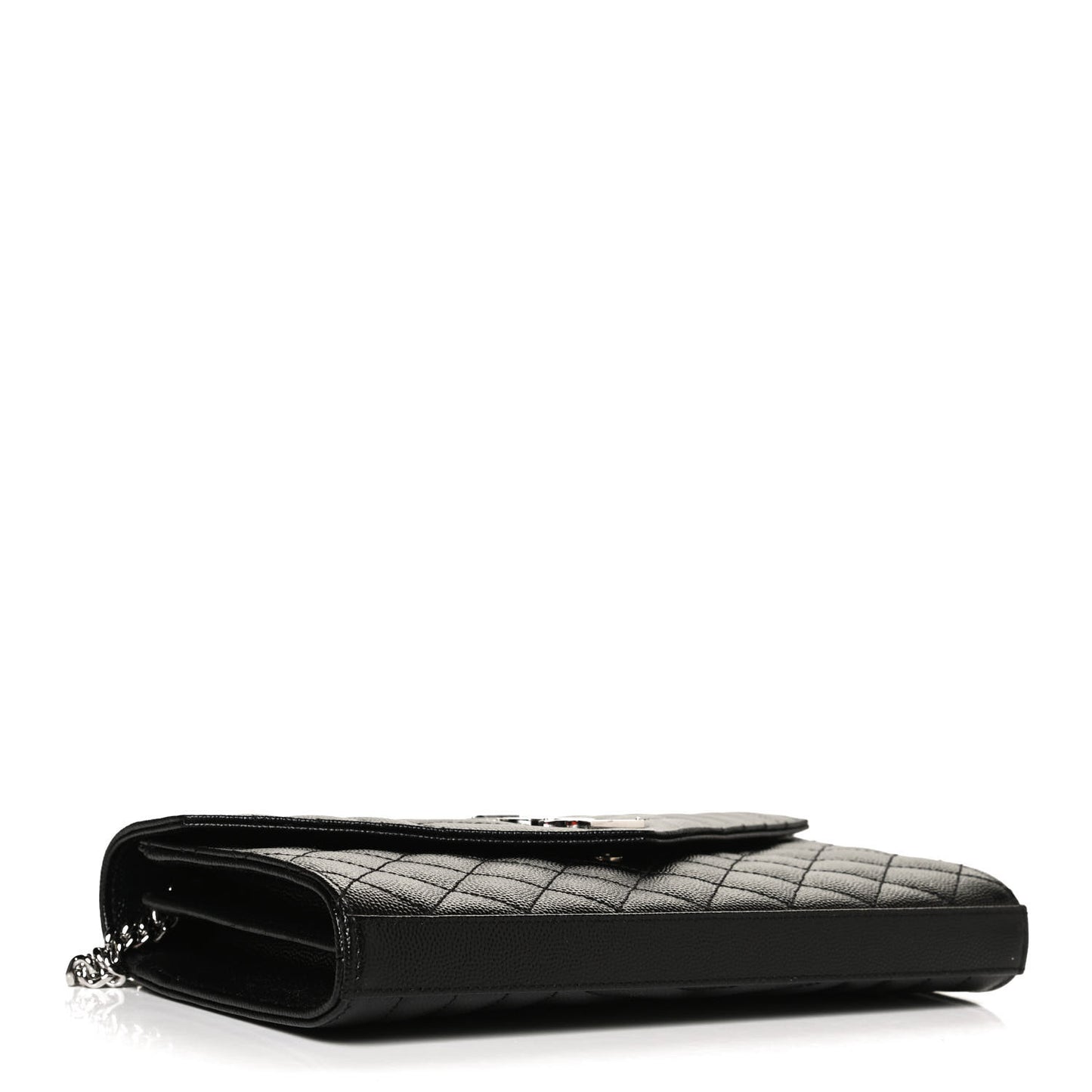 Grain De Poudre Mixed Matelasse Triquilt Monogram Chain Wallet Black