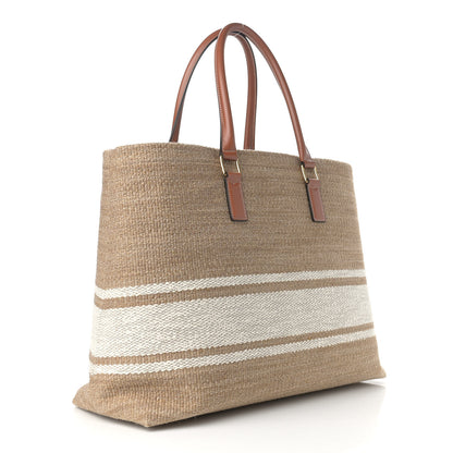 Celine Textile Calfskin Horizontal Cabas Beige Tan 3 of 9