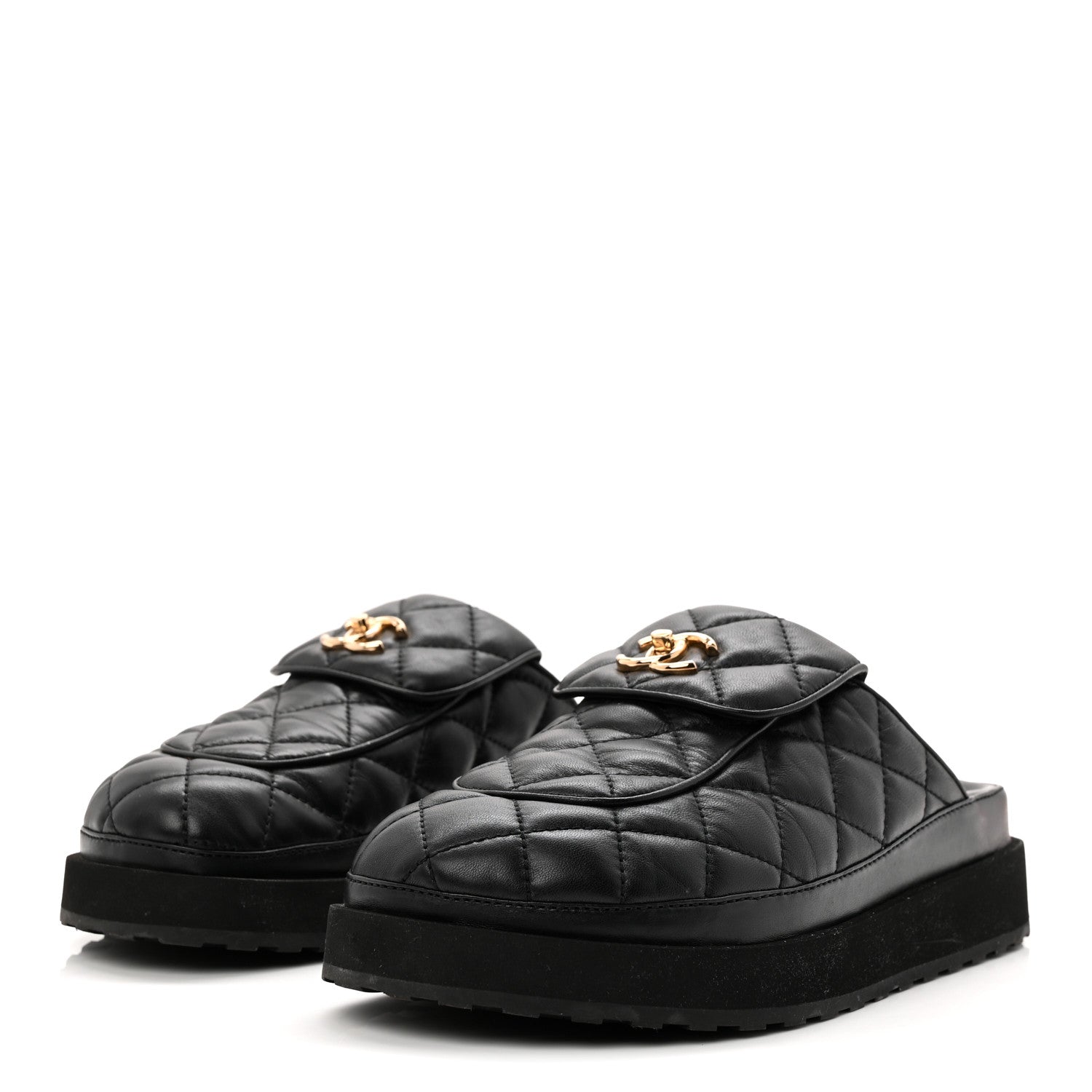Chanel Lambskin Quilted CC Turnlock Mules 40 Black 4 of 9