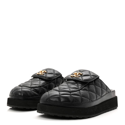 Chanel Lambskin Quilted CC Turnlock Mules 40 Black 4 of 9