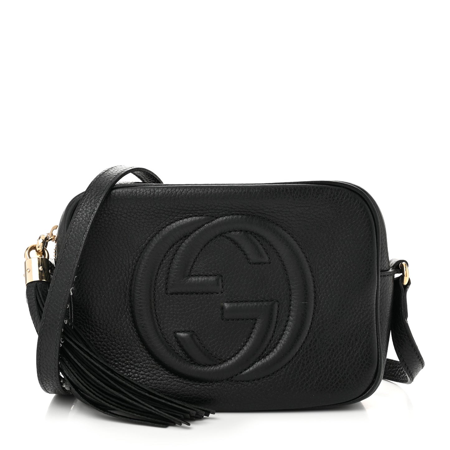 Pebbled Calfskin Small Soho Disco Bag Black
