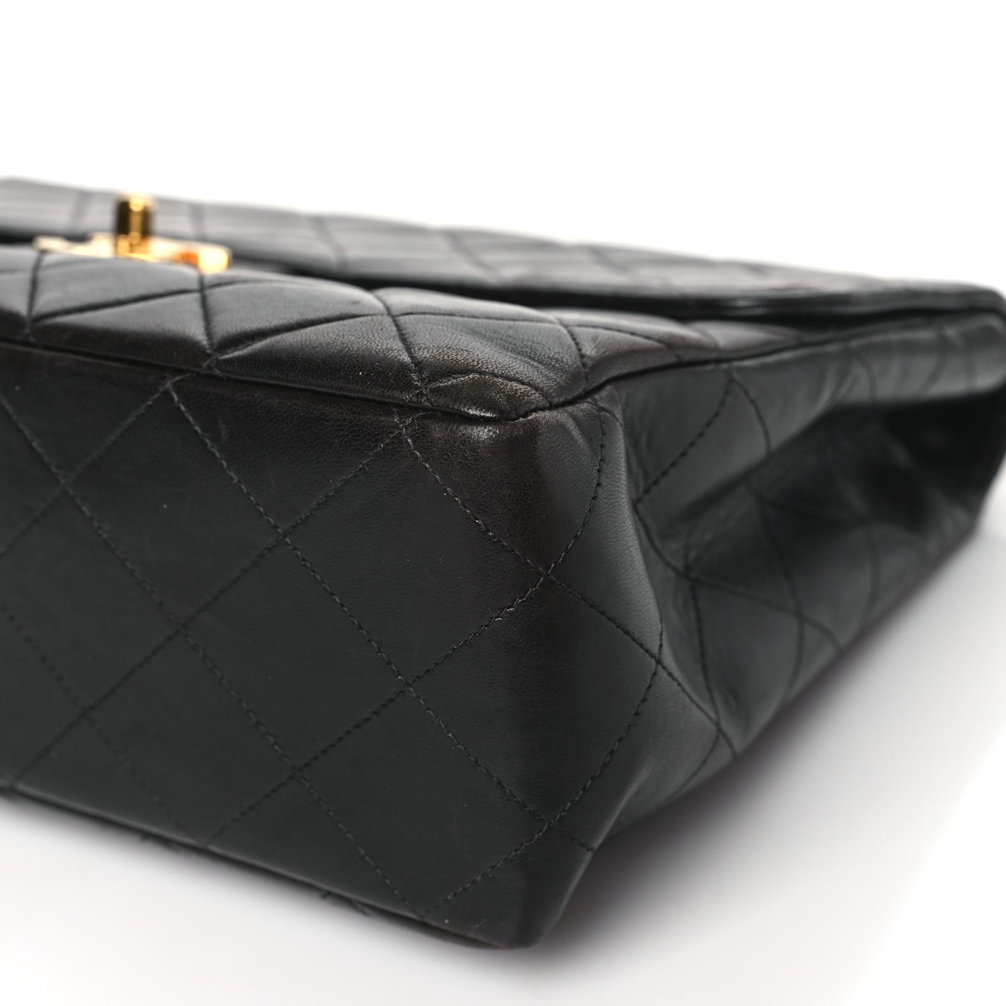 Lambskin Quilted XL Jumbo Single Flap Black