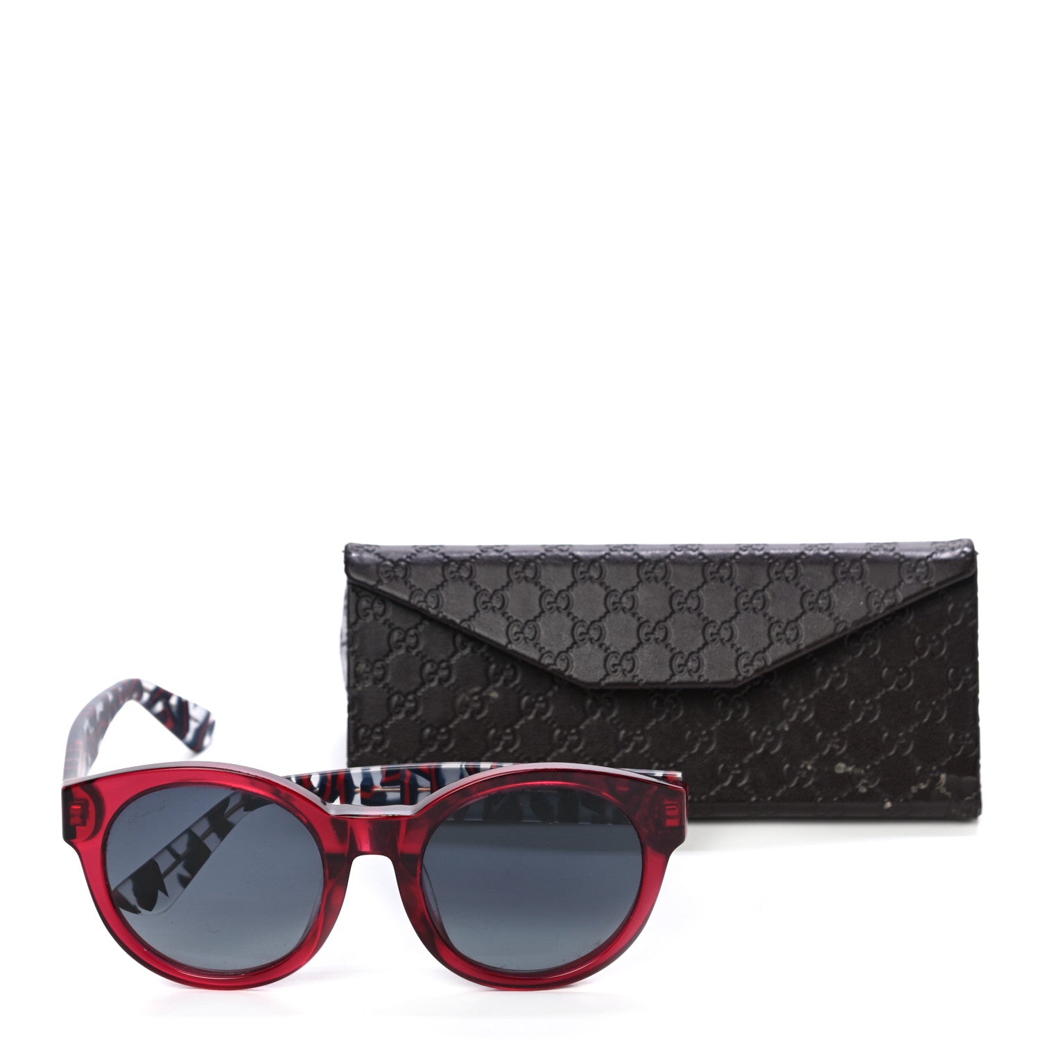 Gucci Acetate Web Round GG3763FS Sunglasses Red 7 of 7