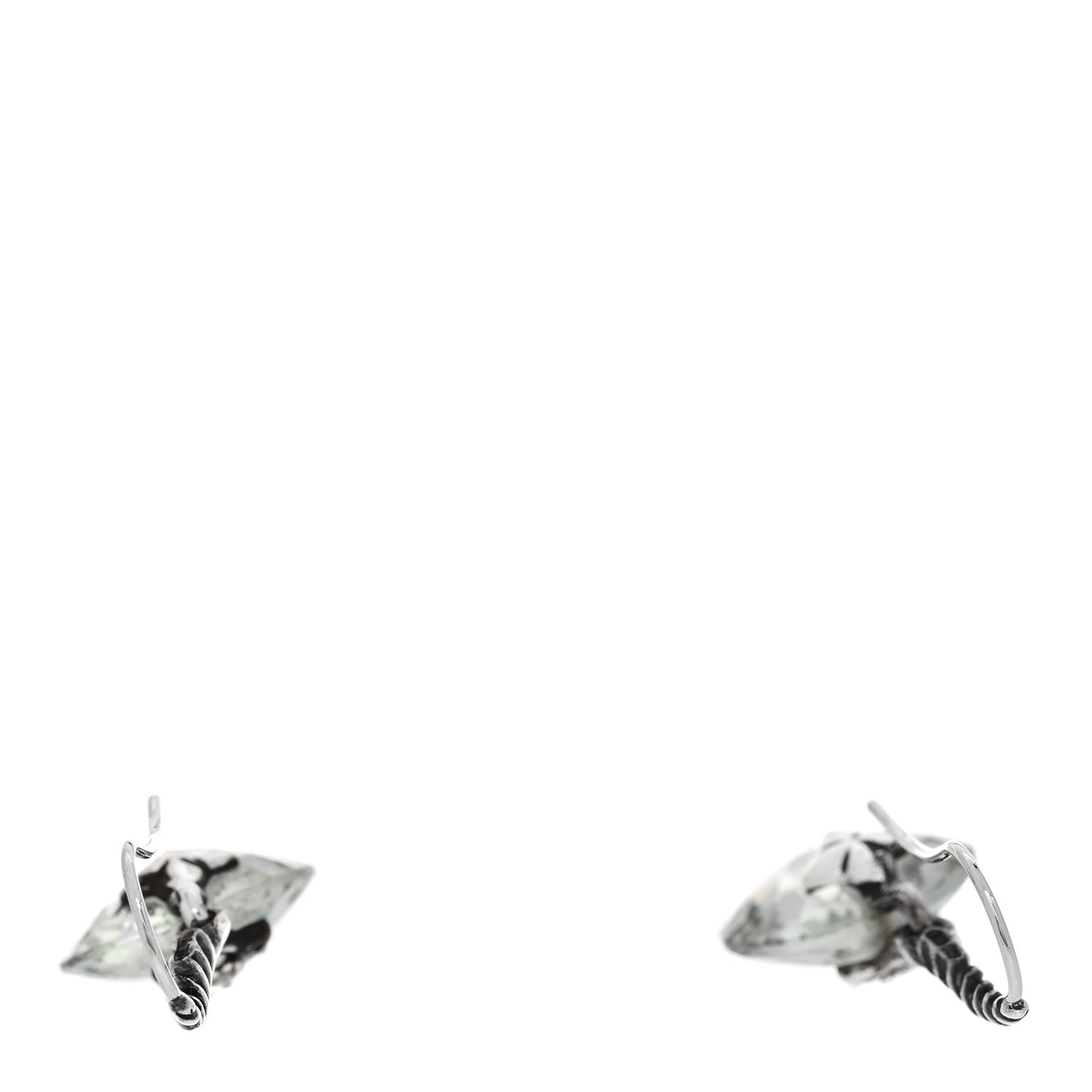 Sterling Silver Diamond Prasiolite Drop Earrings