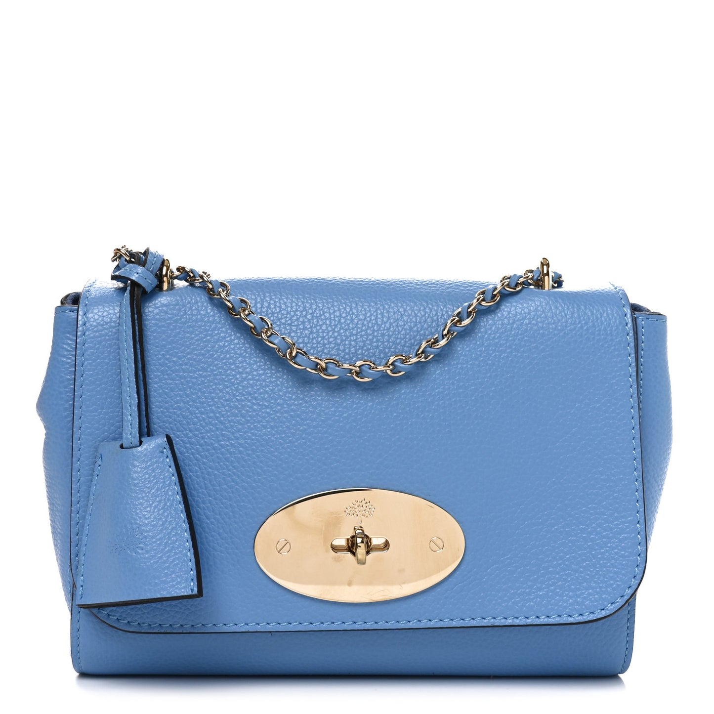 Small Classic Grain Calfskin Small Lily Flap Cornflower Blue
