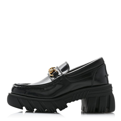 Gucci Magnum Calfskin Nappa Samoa Womens Horsebit Platform Chunky Lug Sole 40mm Loafers 35.5 Black 1 of 9