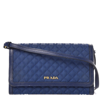 Prada Tessuto Quilted Mini Crossbody Wallet Bleuette 1 of 12