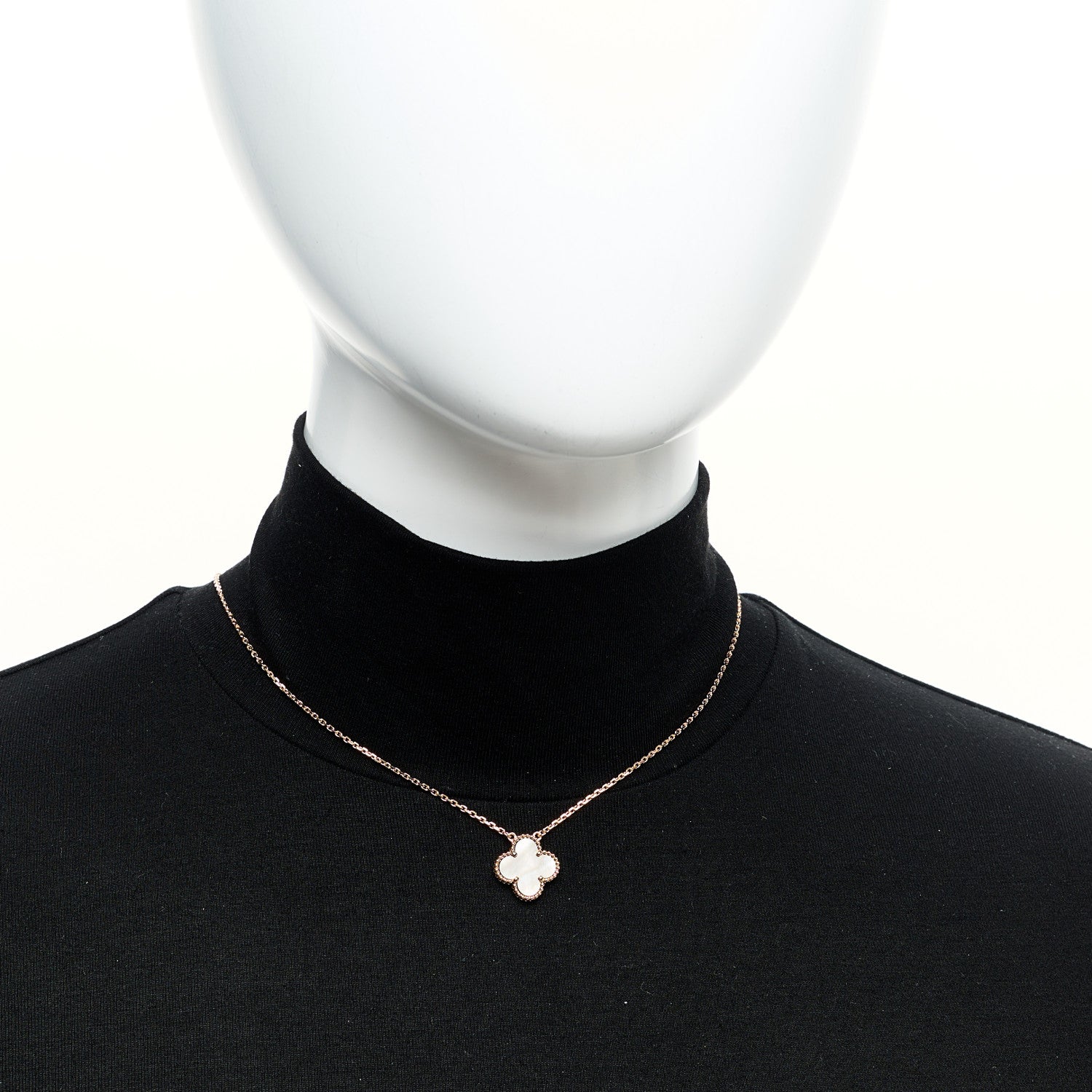 Van Cleef & Arpels 18K Rose Gold Gray Mother of Pearl Vintage Alhambra Pendant Necklace 2 of 6