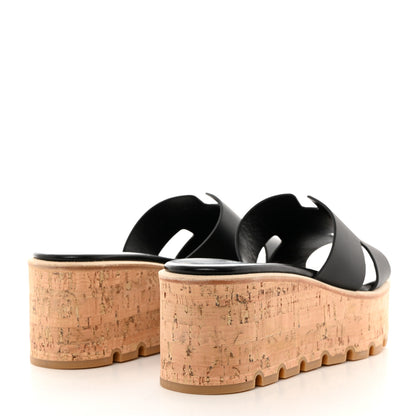 Hermes Calfskin Cork Eze 30 Sandals 39 Black 4 of 9