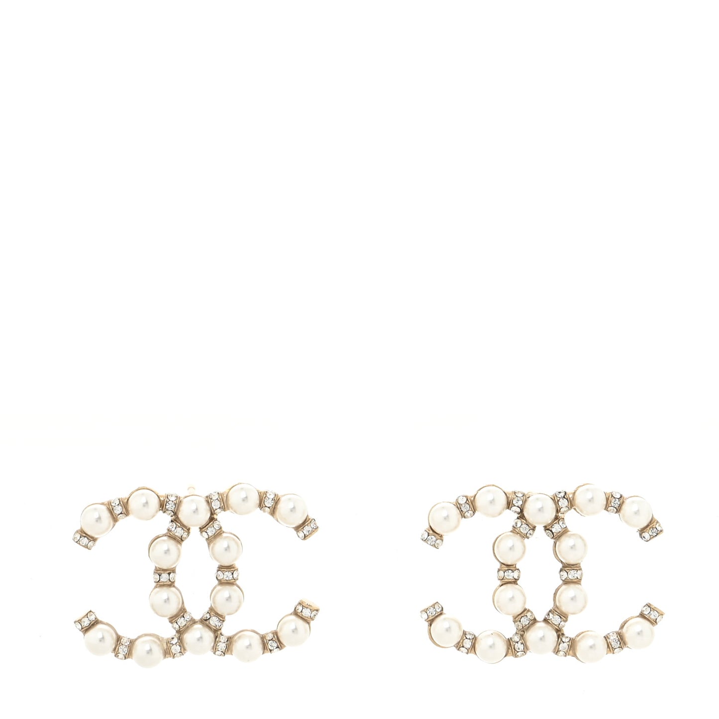Pearl Crystal Nefertiti CC Earrings Gold
