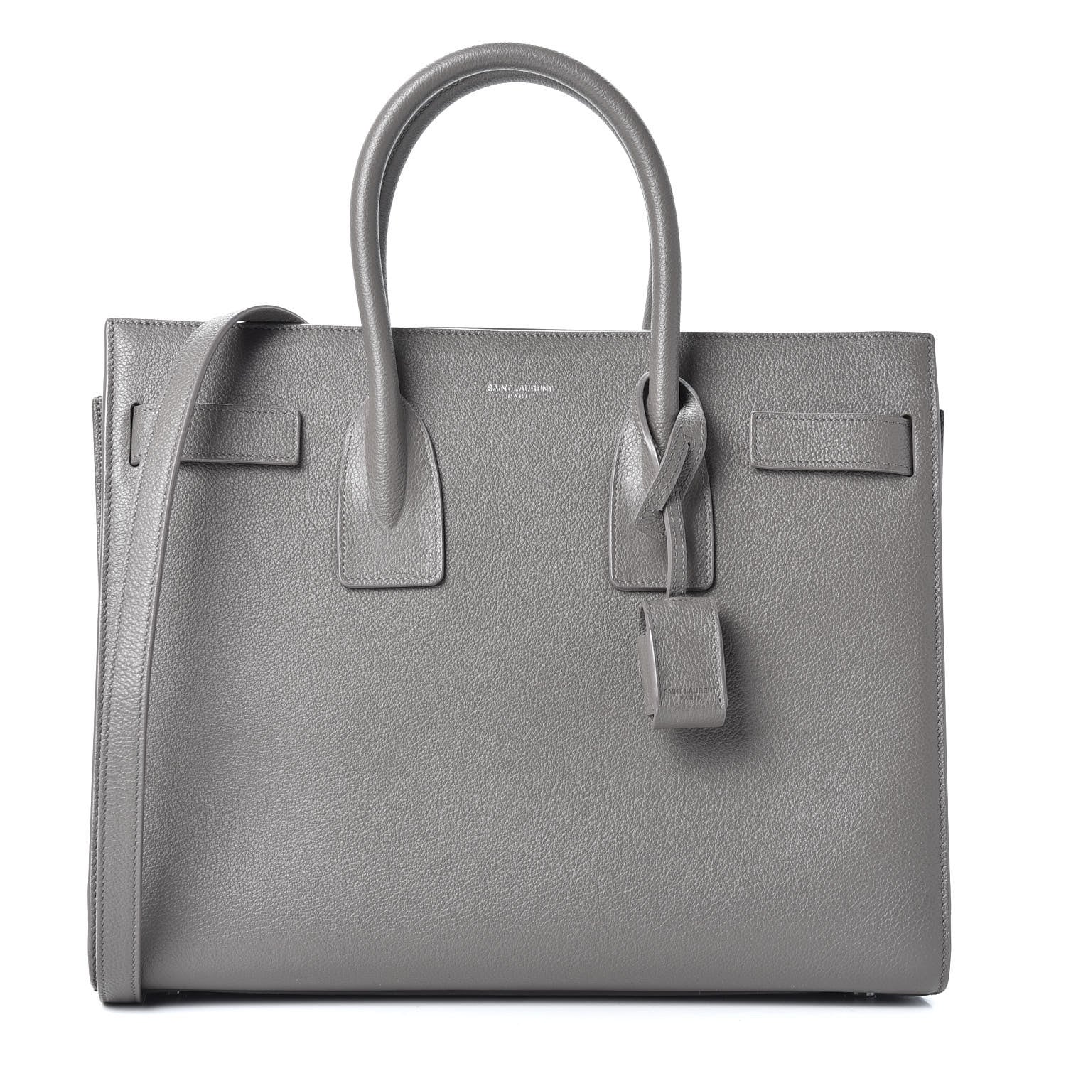 Saint Laurent Grained Calfskin Small Sac De Jour Fog 1 of 9