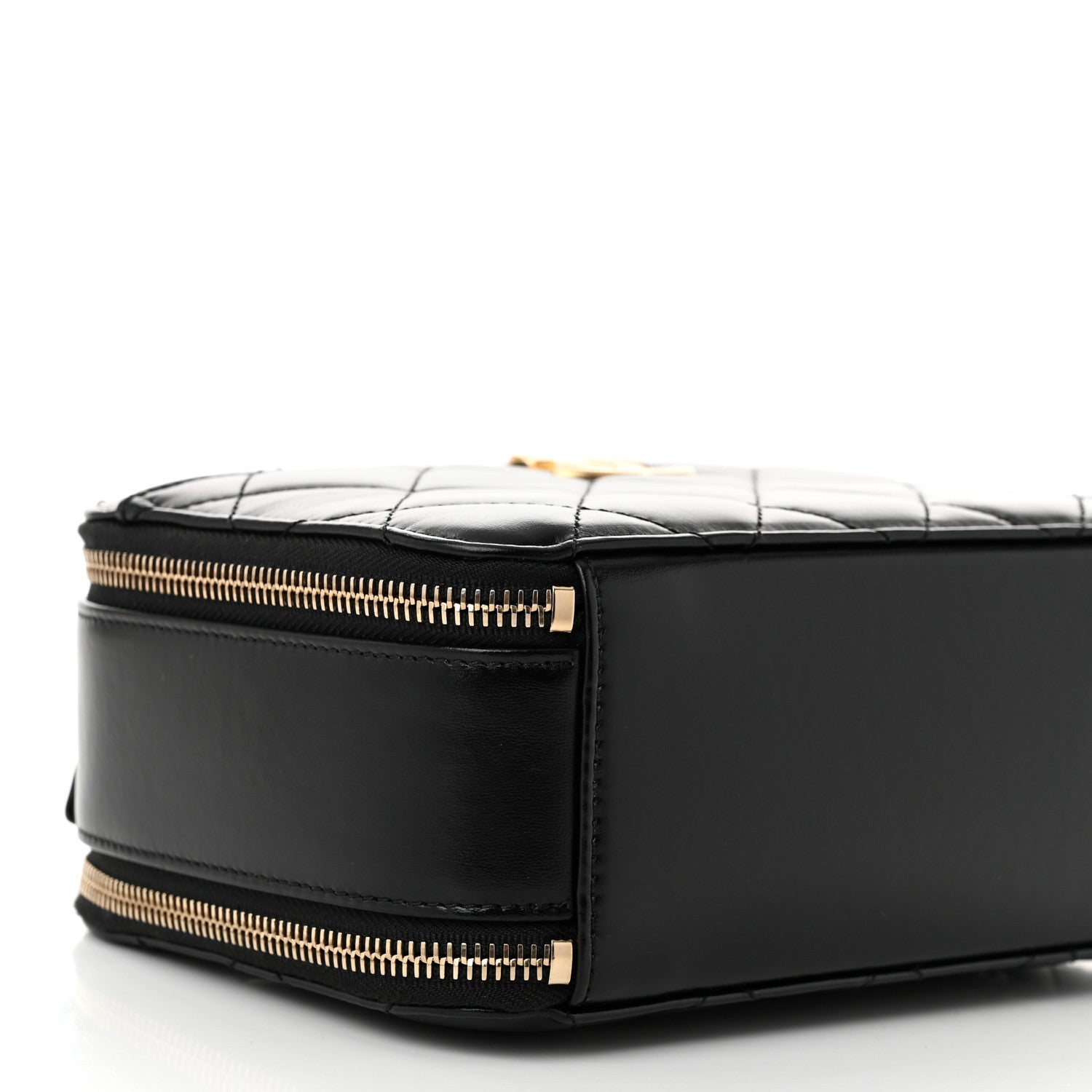 Chanel Shiny Calfskin Quilted Top Handle Vanity Black 10 of 13