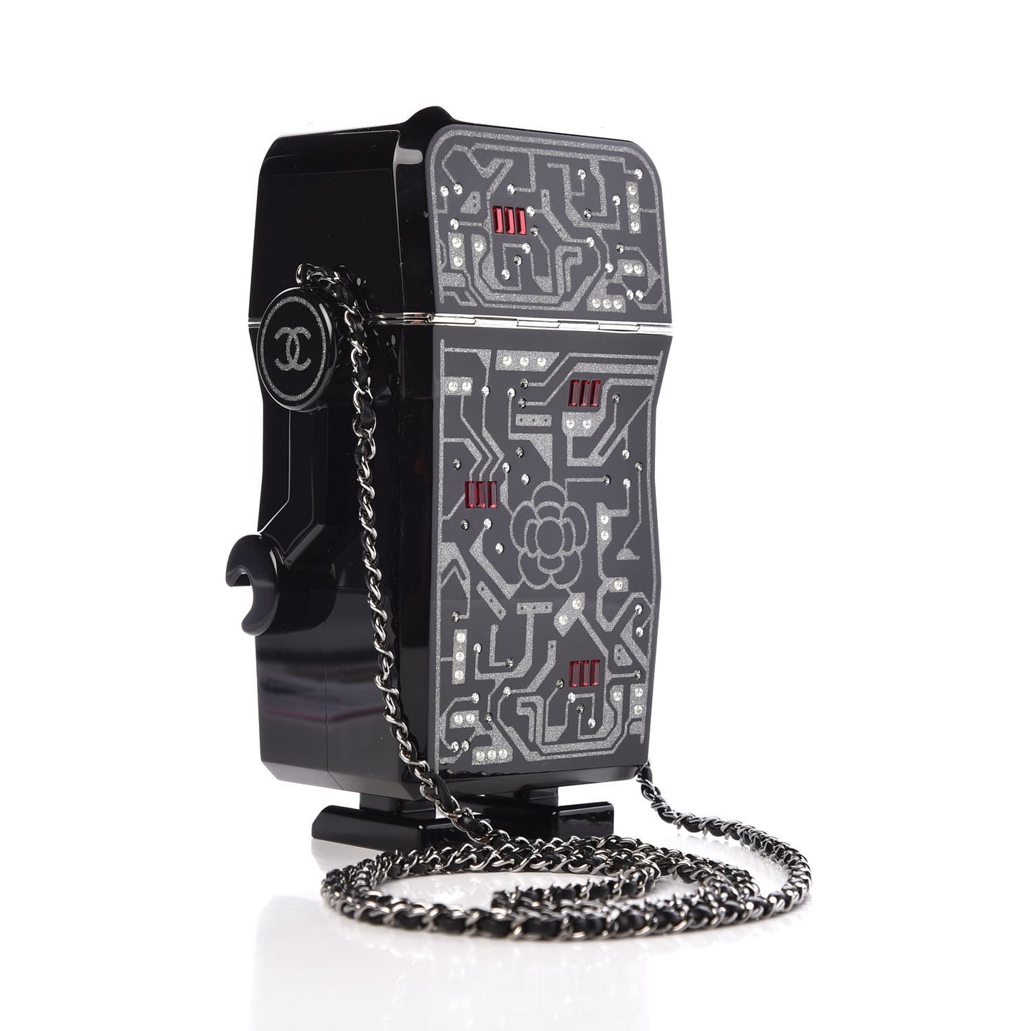 Plexiglass Crystal Robot Minaudiere Clutch Black