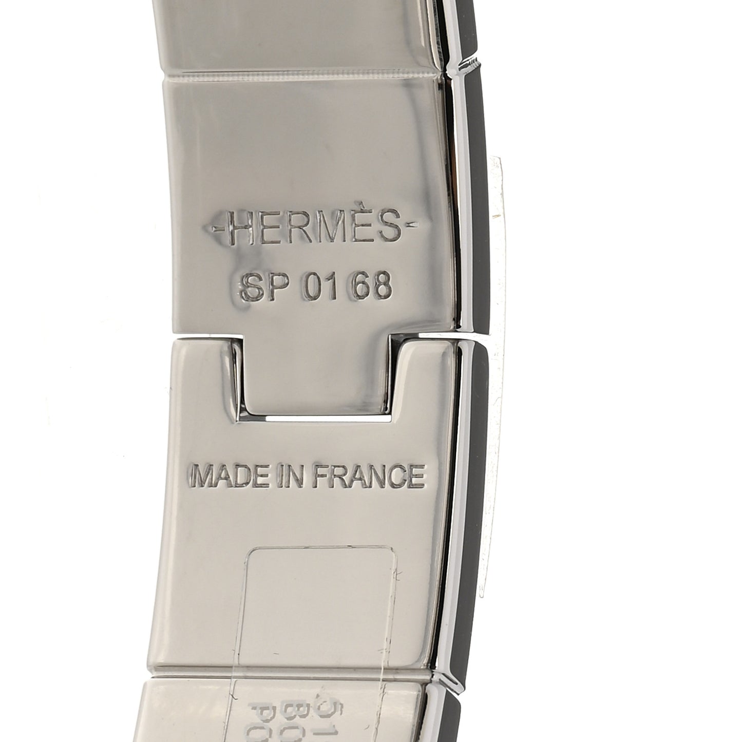 Enamel Printed Bolduc au Carre Hinged Bracelet Black White