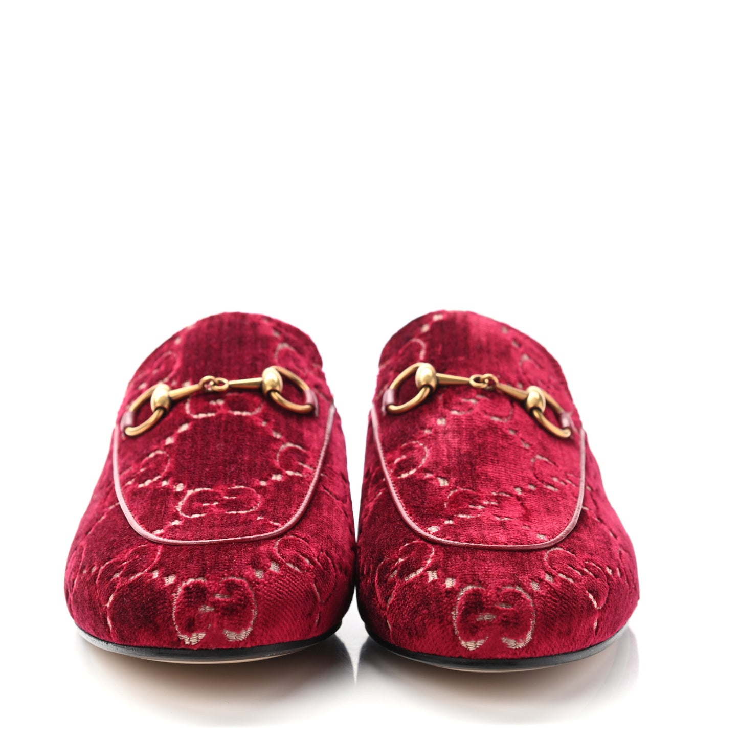 Velvet GG Monogram Womens Princetown Slippers 37.5 Red Cipria