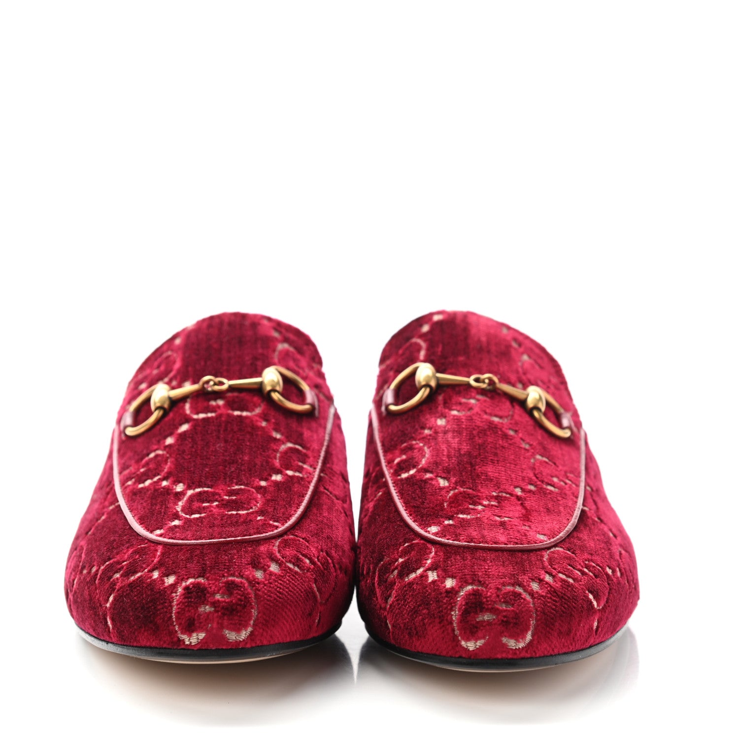 Gucci Velvet GG Monogram Womens Princetown Slippers 37.5 Red Cipria 2 of 8