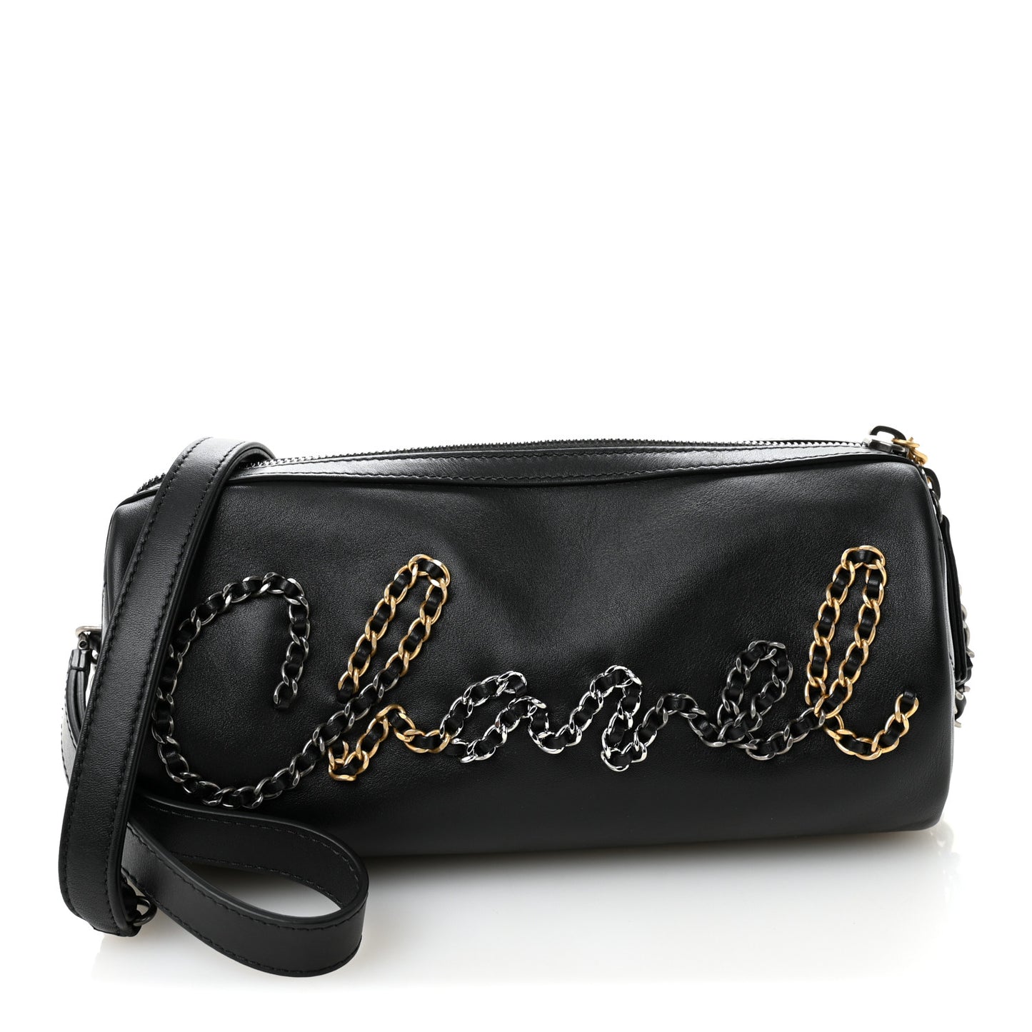Calfskin Chain 20s Signature Bowling Bag Black