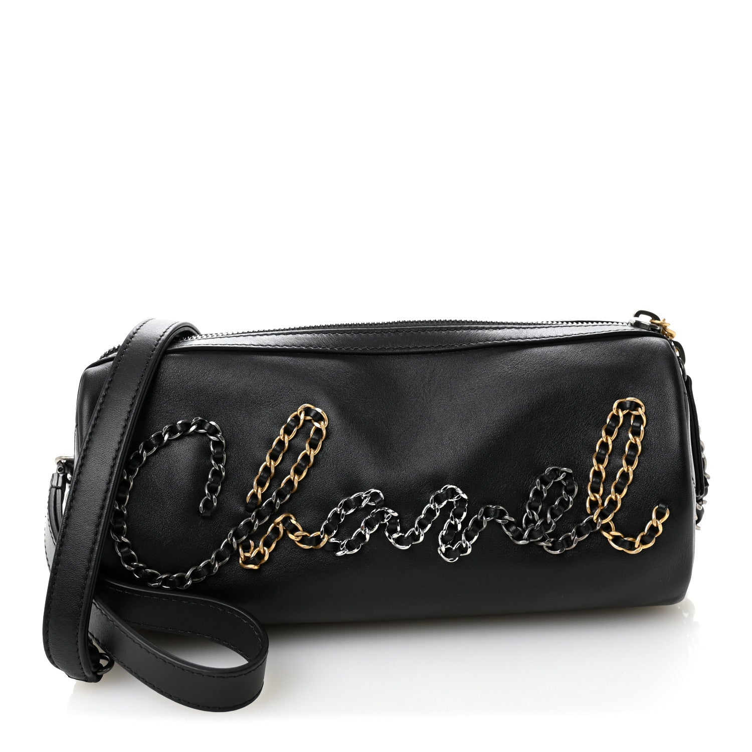 Chanel Calfskin Chain 20s Signature Bowling Bag Black 1 of 11