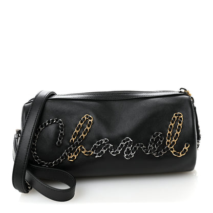 Chanel Calfskin Chain 20s Signature Bowling Bag Black 1 of 11