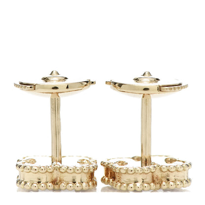 Van Cleef & Arpels 18K Yellow Gold Black Onyx Sweet Alhambra Earrings 3 of 6
