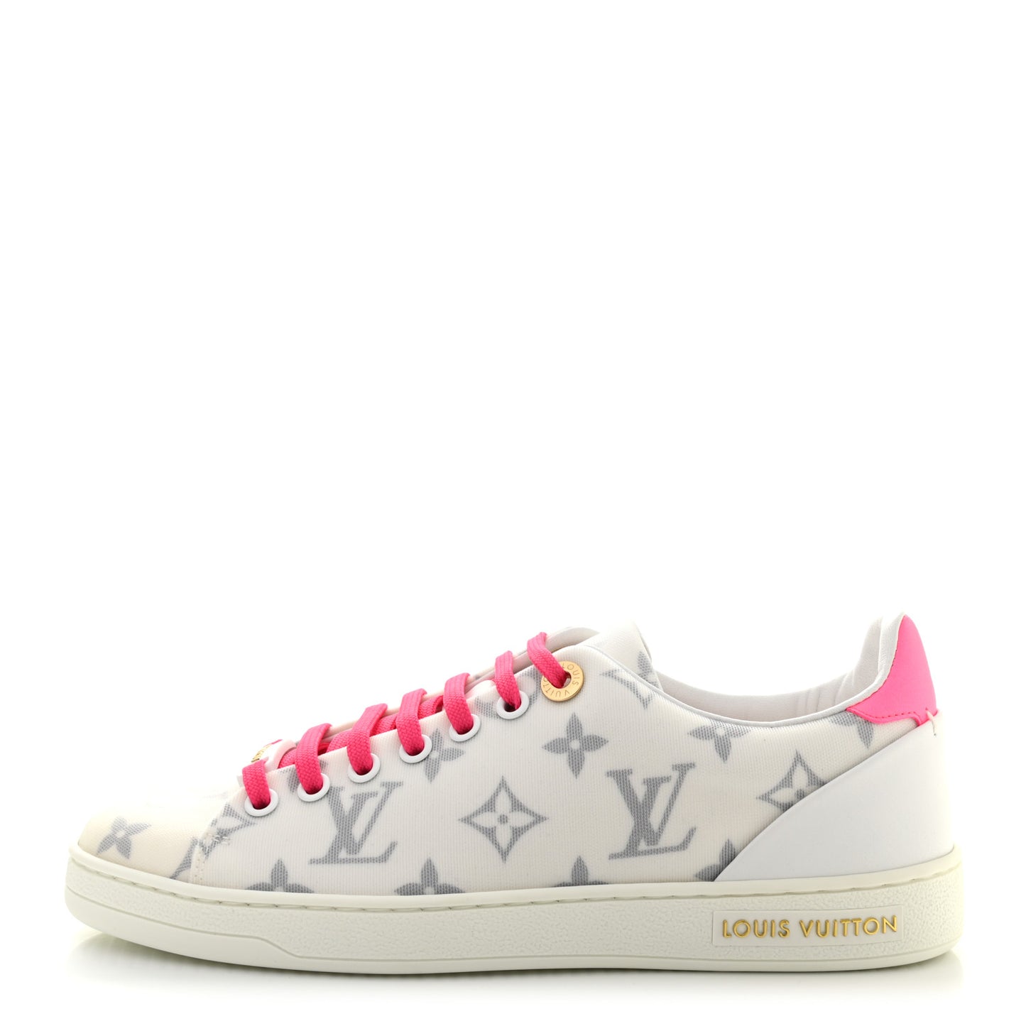 Technical Fabric Calfskin Monogram Frontrow Sneakers 35.5 Pink