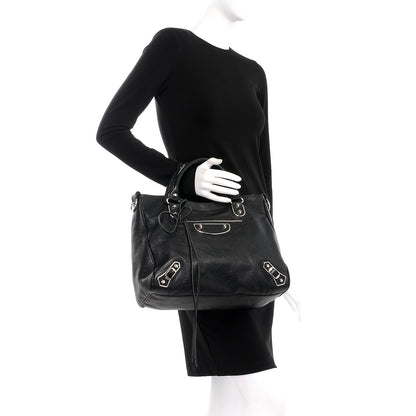 Balenciaga Chevre Silver Metallic Edge Hardware Velo Black 3 of 9