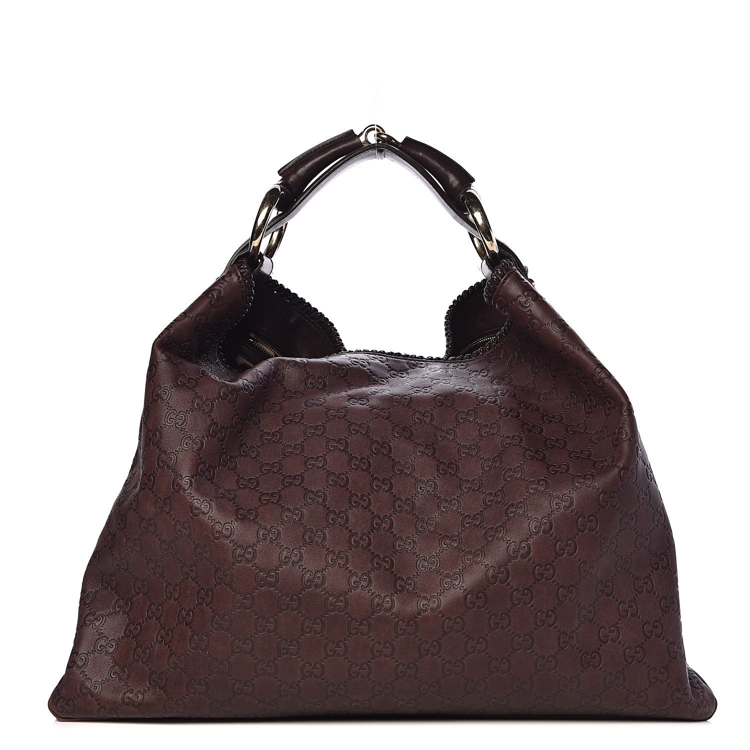 Gucci Guccissima Large Horsebit Chain Hobo Chocolate 1 of 19