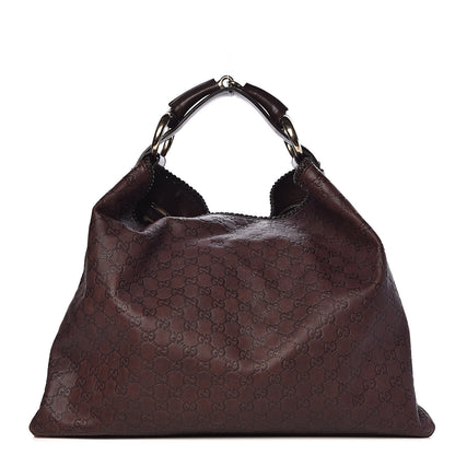 Gucci Guccissima Large Horsebit Chain Hobo Chocolate 1 of 19