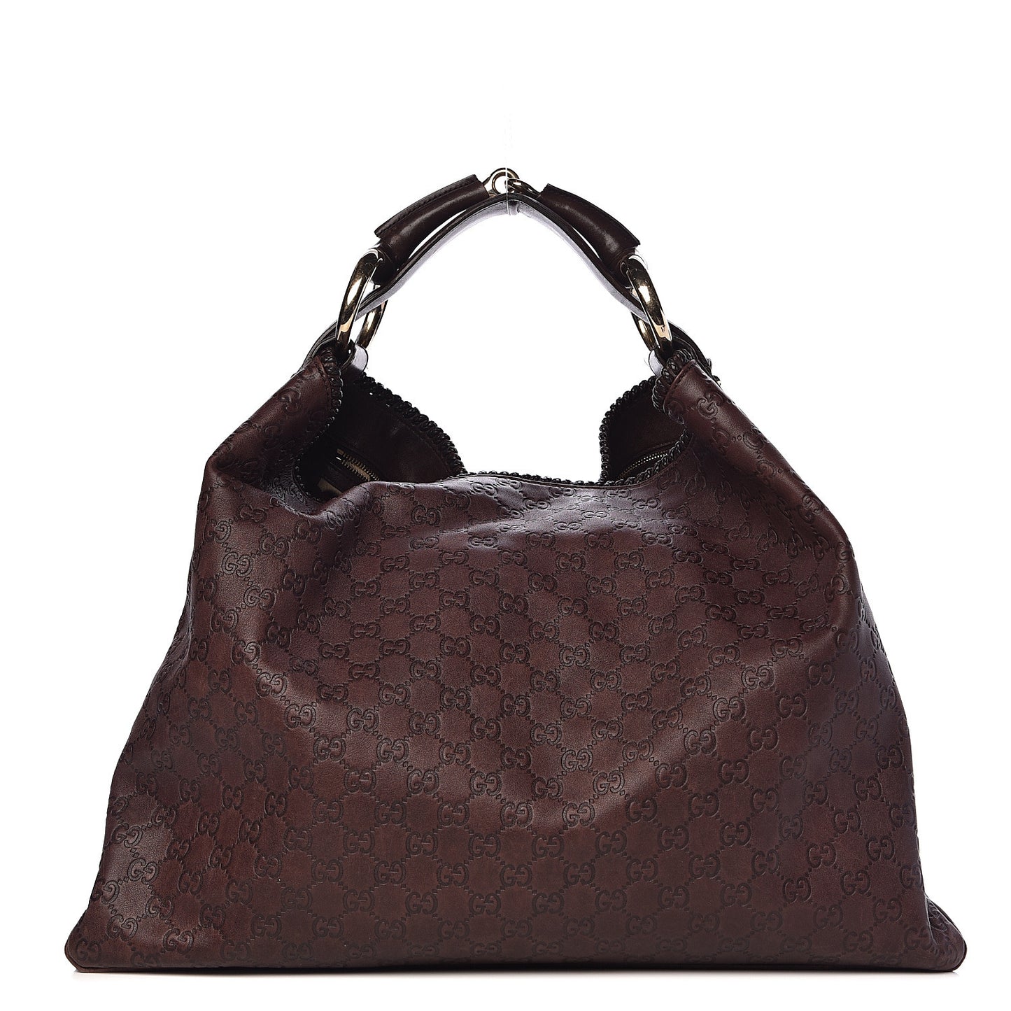 Guccissima Large Horsebit Chain Hobo Chocolate