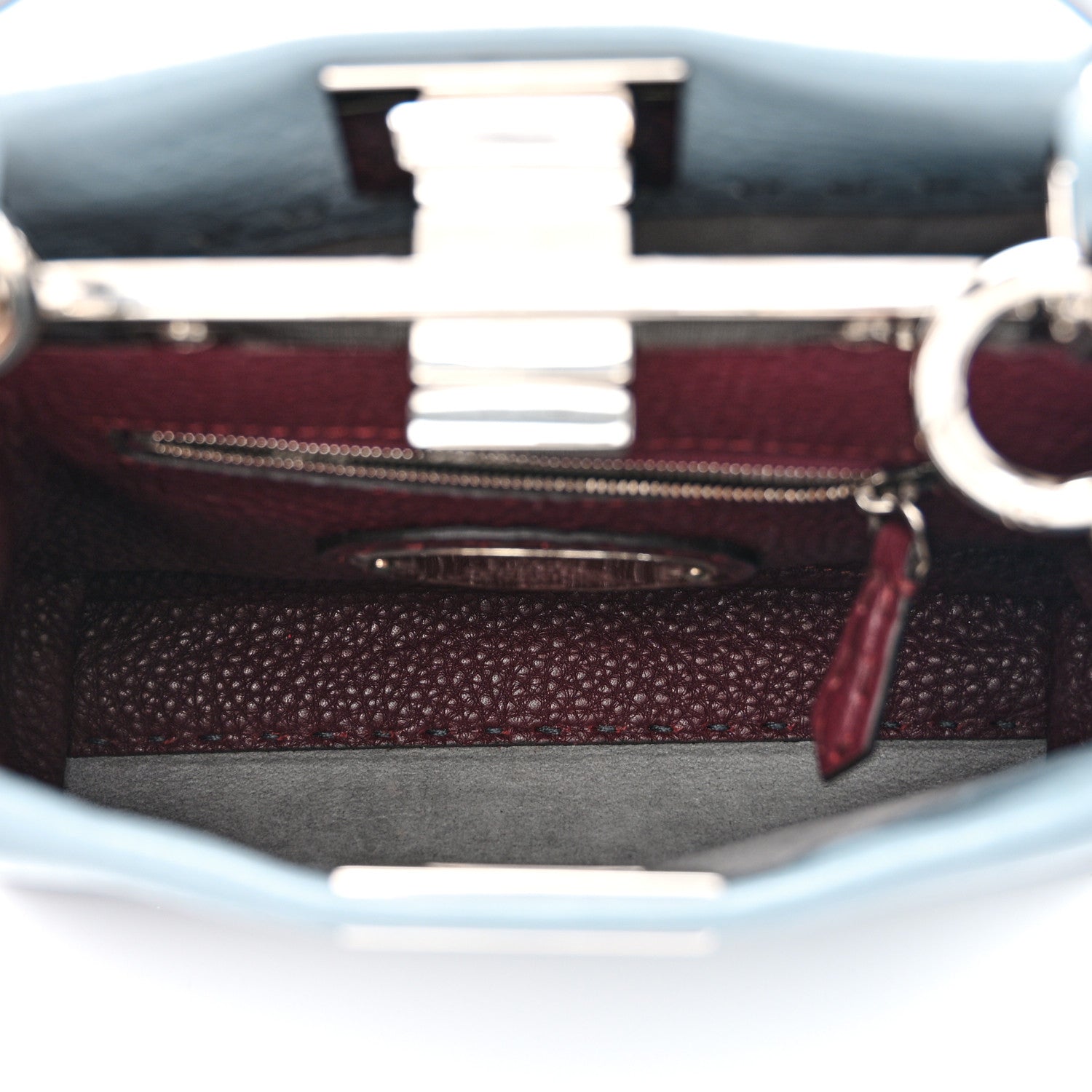 Fendi Cuoio Romano Selleria Bi-Color Mini Peekaboo Iconic Satchel Nube Bordeaux 6 of 11