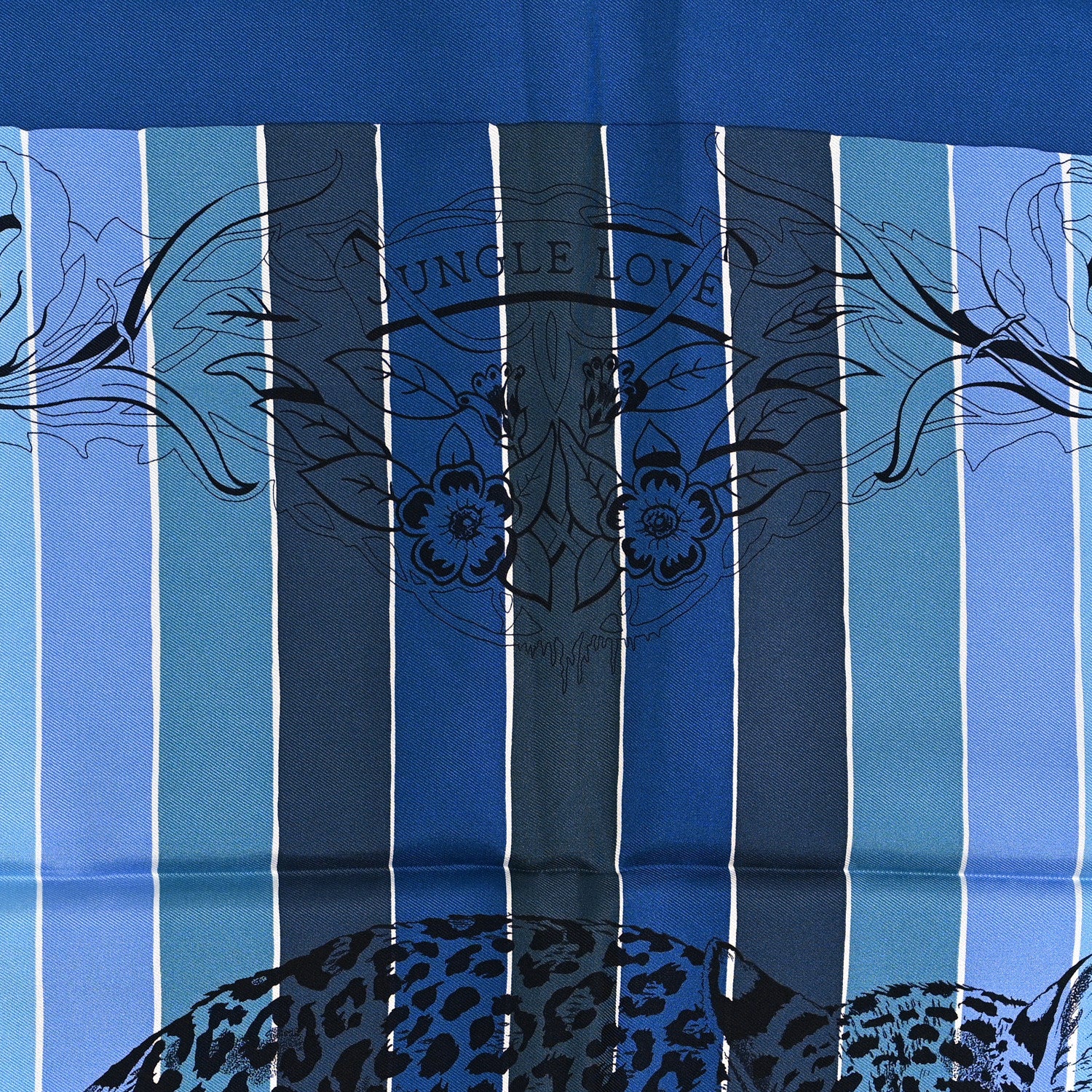 Hermes Silk Jungle Love Rainbow Scarf 90 Bleu Jean Petrole 5 of 5